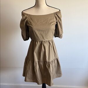 Forever 21 One-Shoulder Tiered Mini Dress in Khaki